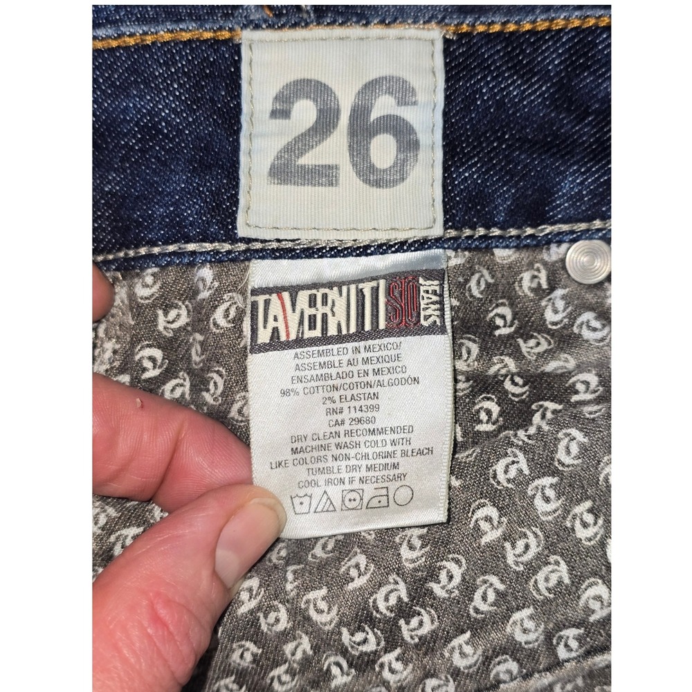 Y2k Taverniti So Jeans Janis 18 Bootcut Dark Wash Distressed Denim Womens 26 - Picture 8 of 9